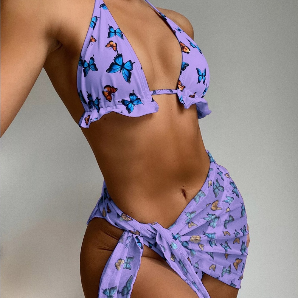 3 Pieces Butterfly Swimsuit set
